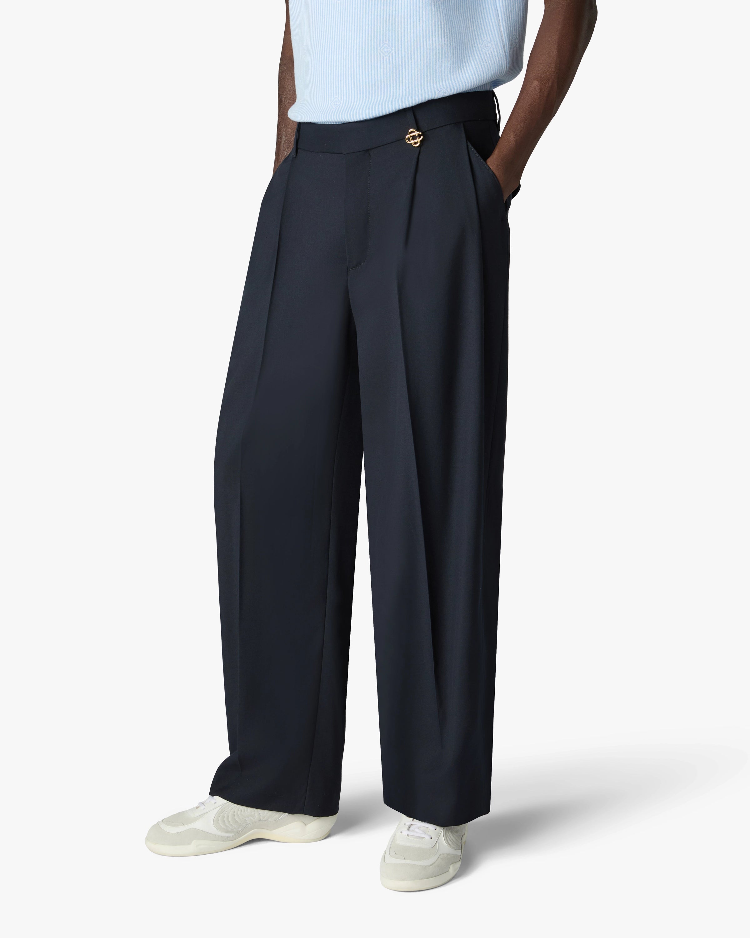 Casablanca Carbon Pantaloni Uomo Lana Pieghe Slim