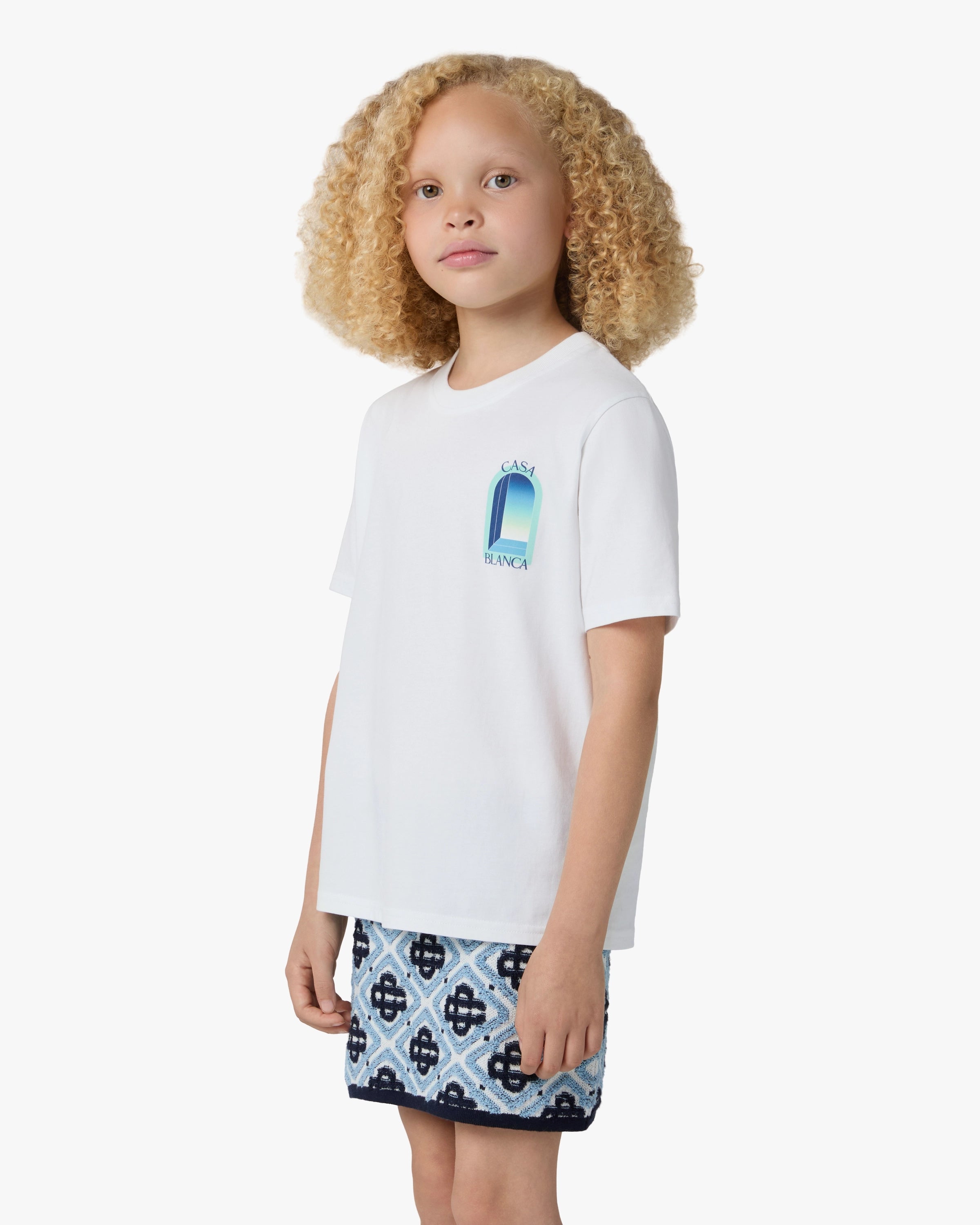 Casablanca Gradient Arch t-shirt bambino bianca cotone organico