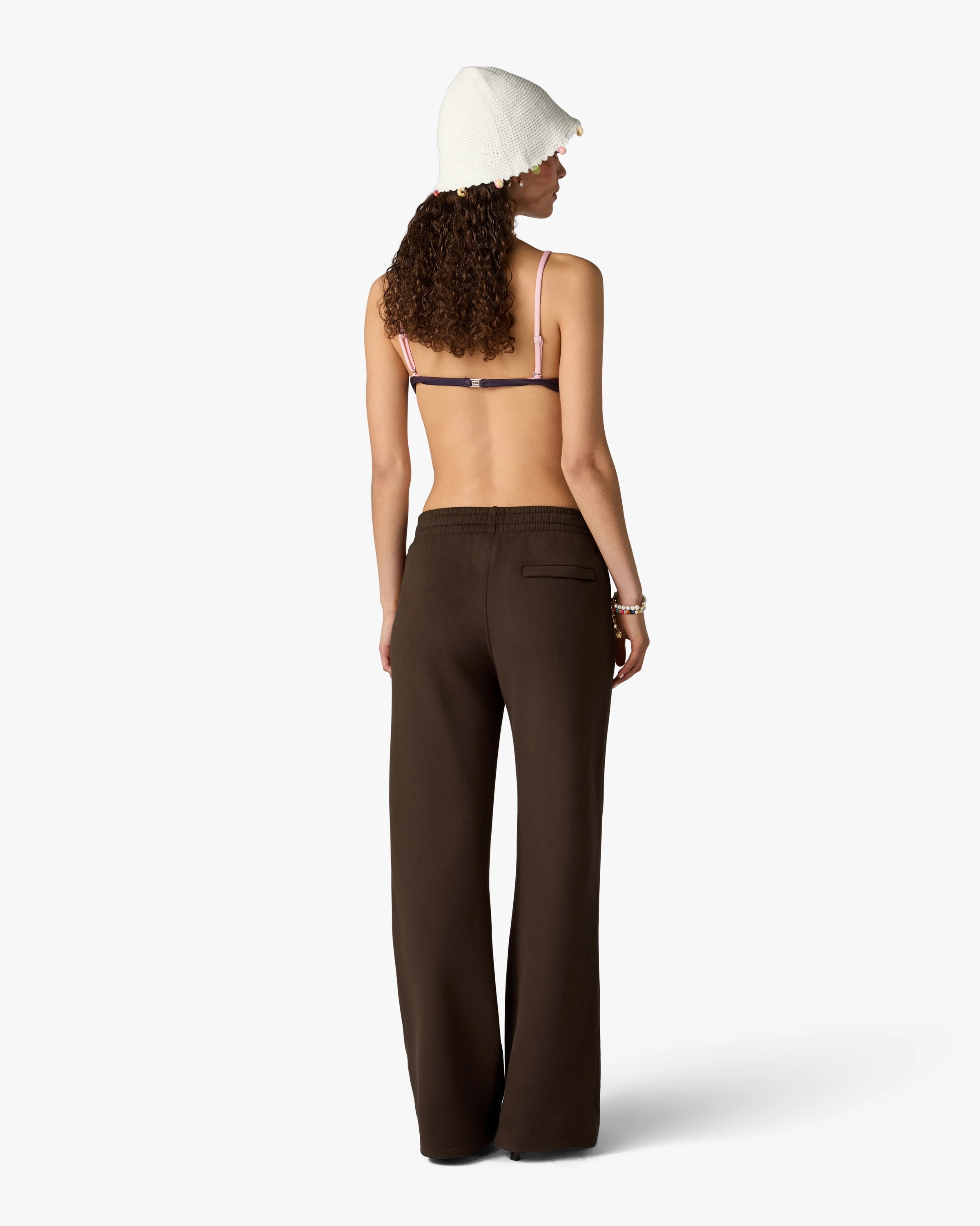 Casablanca Wide Leg pantaloni tuta marroni cotone cashmere