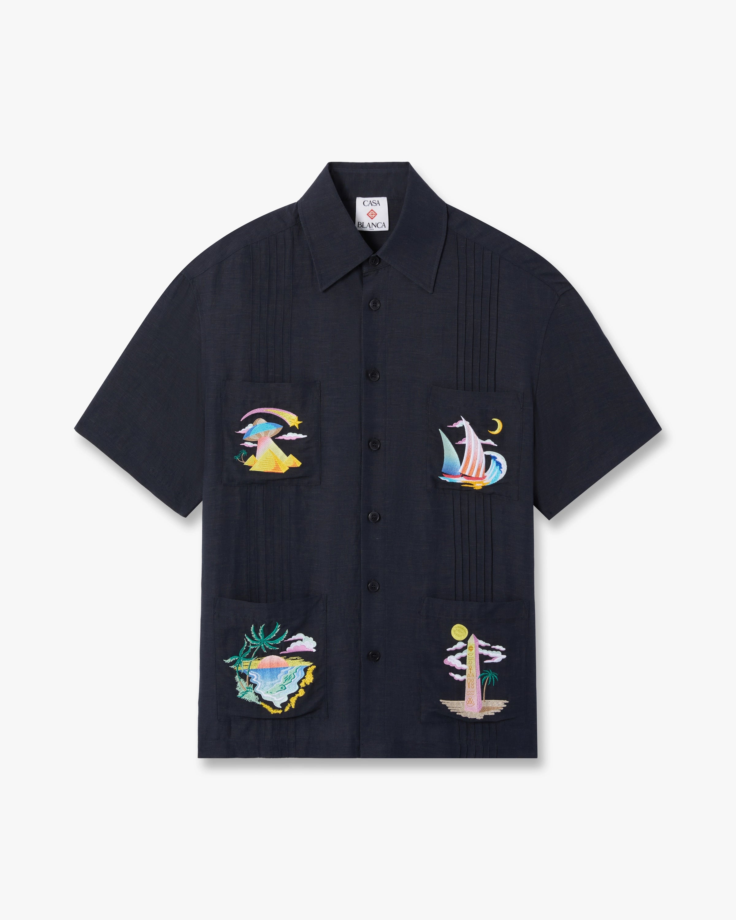 Casablanca Phantasmagoria camicia grigio scuro lino uomo