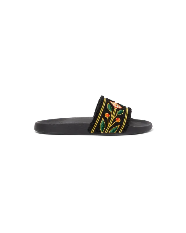 Casablanca Laurel ciabatte nere spugna ricamata donna