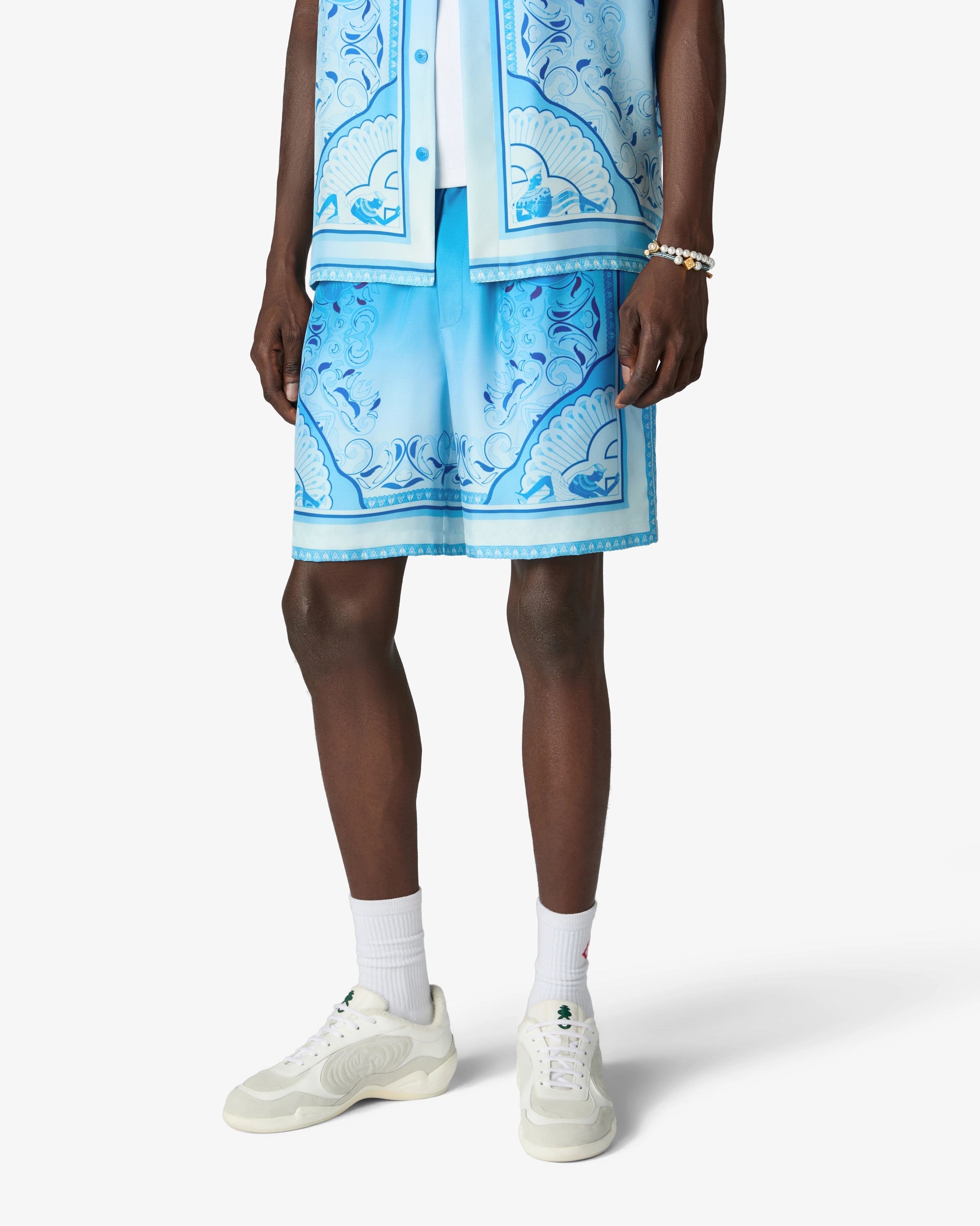 Casablanca Egyptian Rug shorts blu seta pura