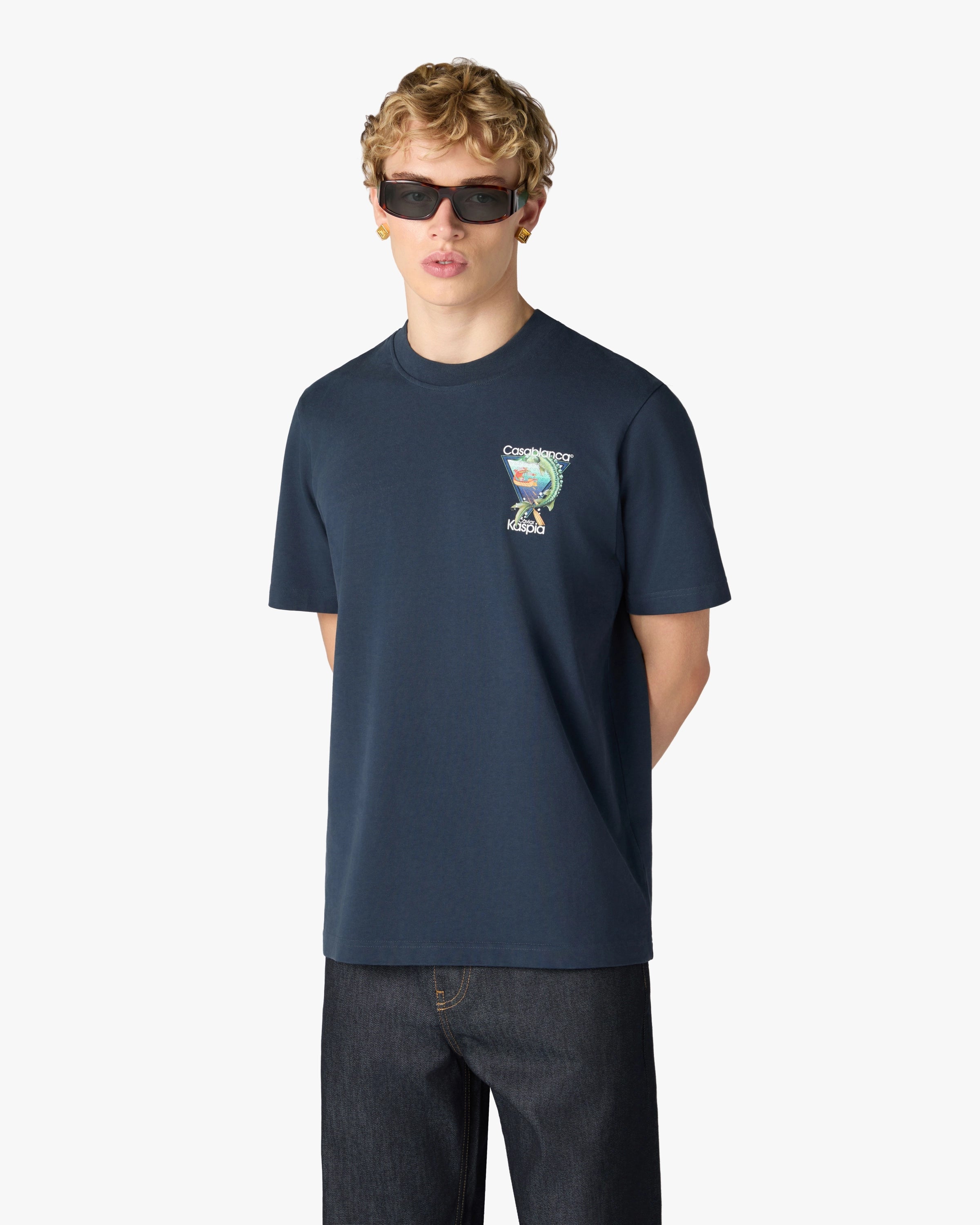 Casablanca Casa Kaspia New York Club Icon T-Shirt Blu