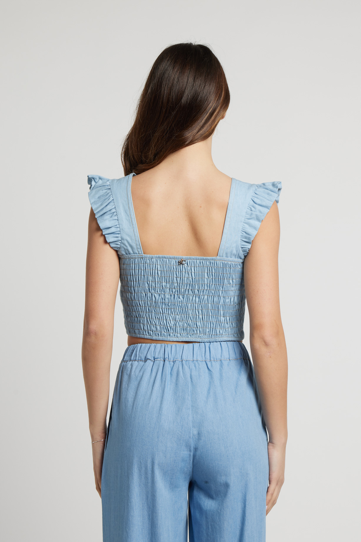 Sarah Chole 27288 top in jeans di cotone 100% traspirante
