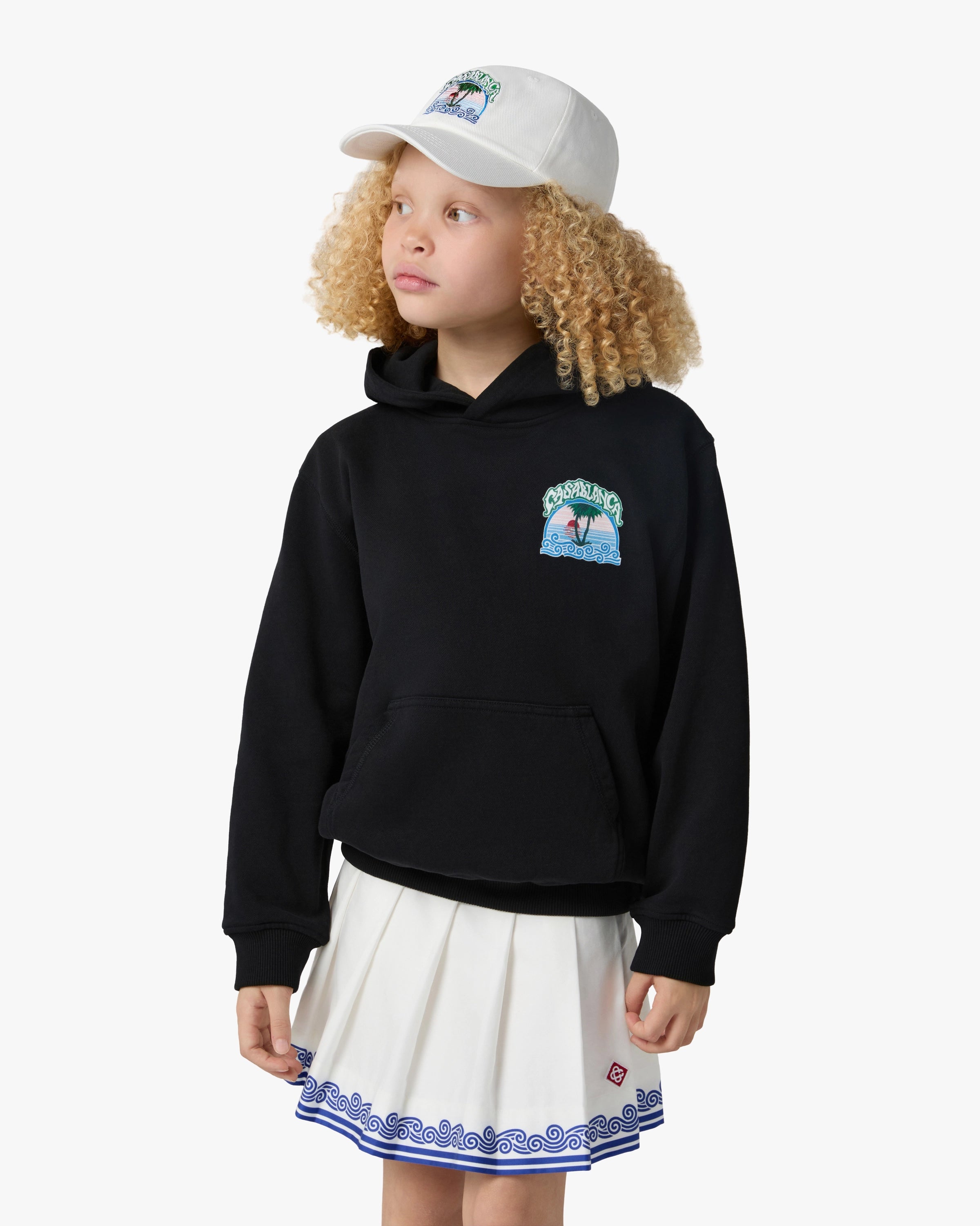 Casablanca Palm Tree felpa bambino nera con cappuccio