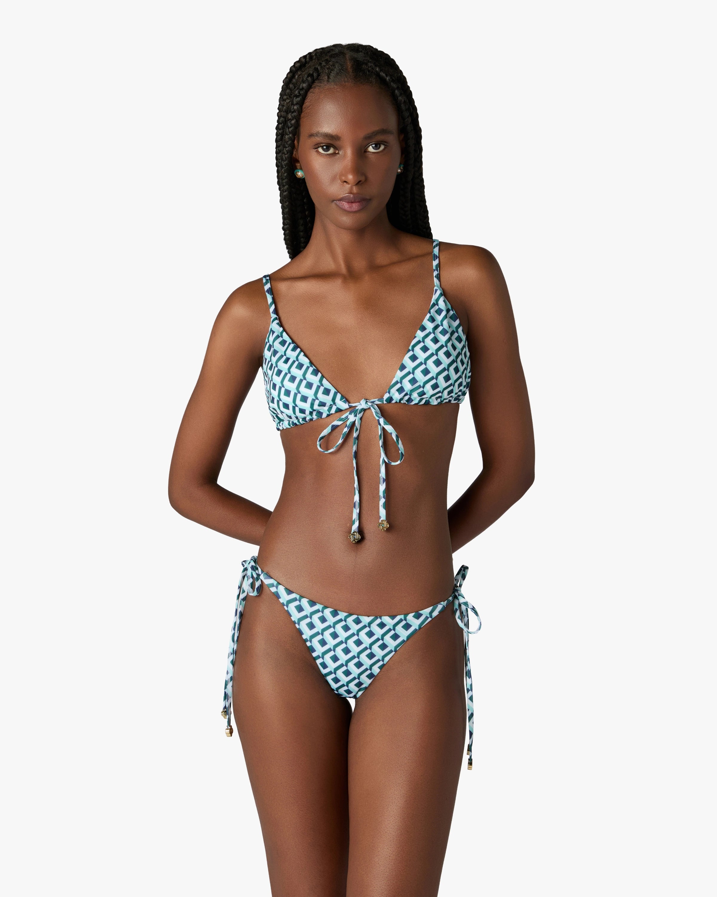 Casablanca Cubist Top Bikini Verde Lacci Monogram