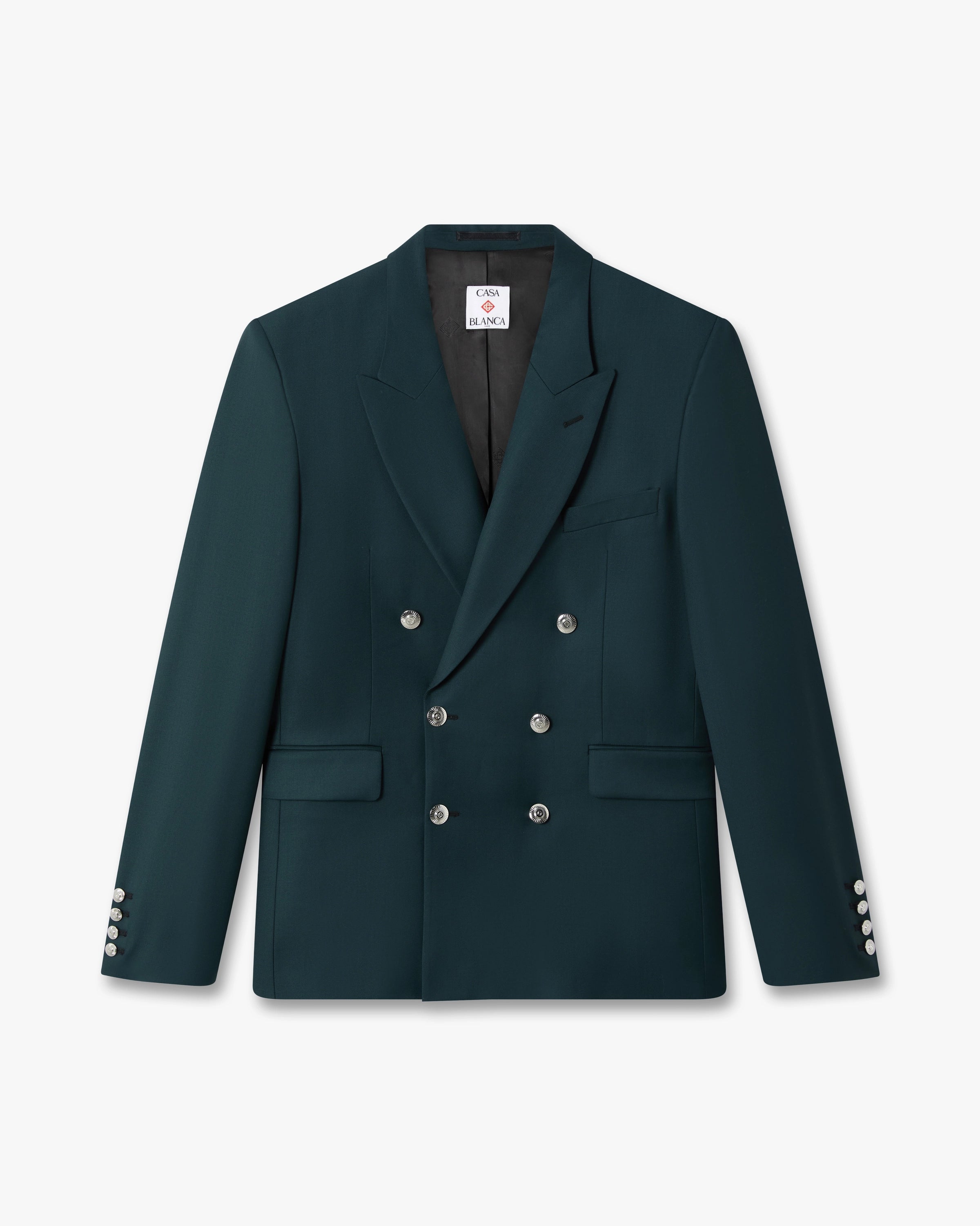 Casablanca Dark Teal Wool Double-Breasted Jacket giacca lana taglia 50