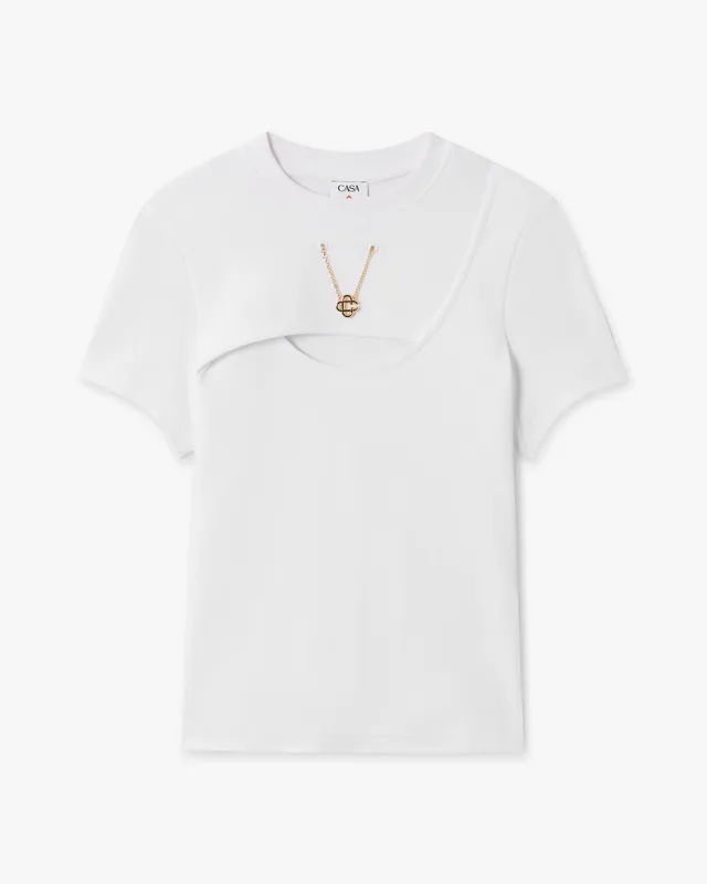 Casablanca Jewellery t-shirt donna bianca cotone coste