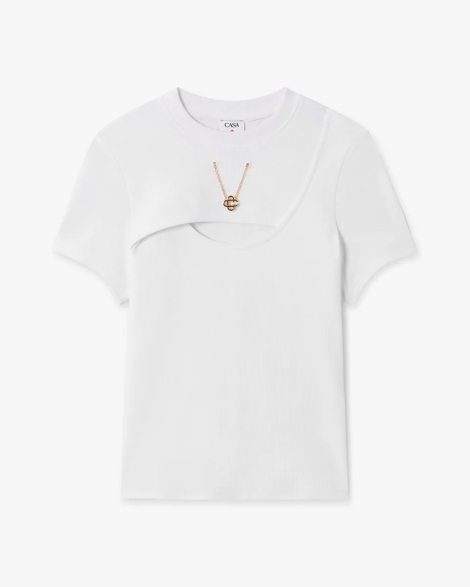 Casablanca Jewellery t-shirt donna bianca cotone coste
