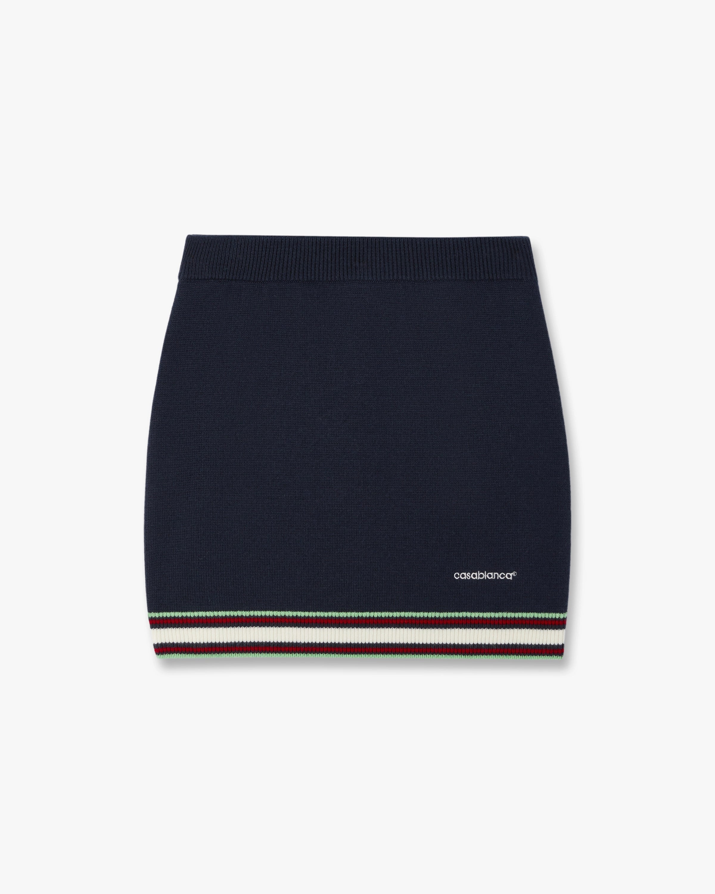 Casablanca Merino minigonna in lana blu navy slim