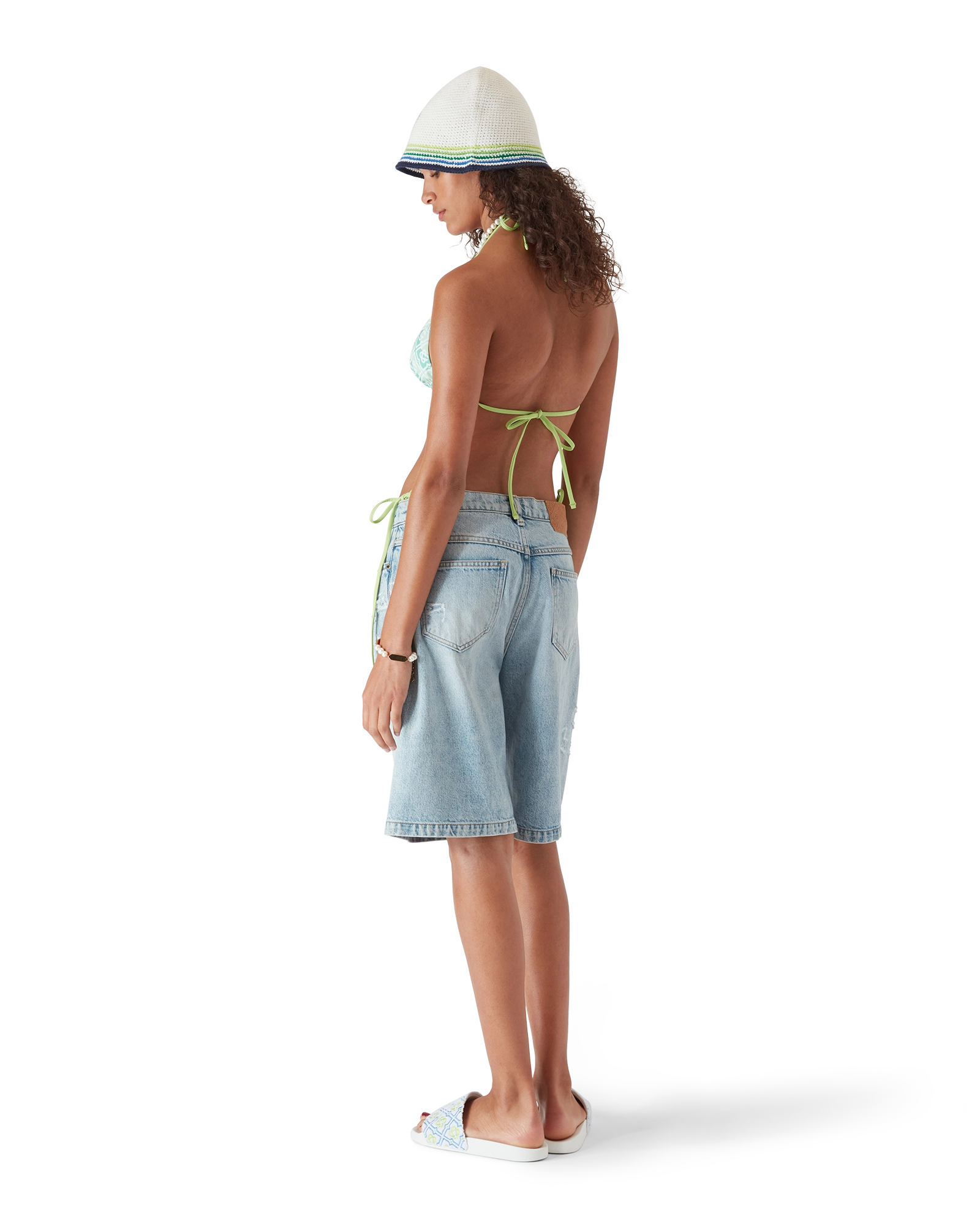 Casablanca Wavy Monogram top bikini verde slim