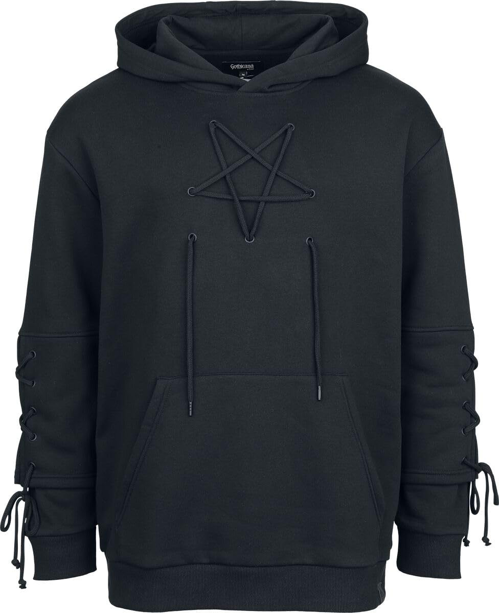 Gothicana by EMP Felpa Uomo Nera Cappuccio Pentagramma