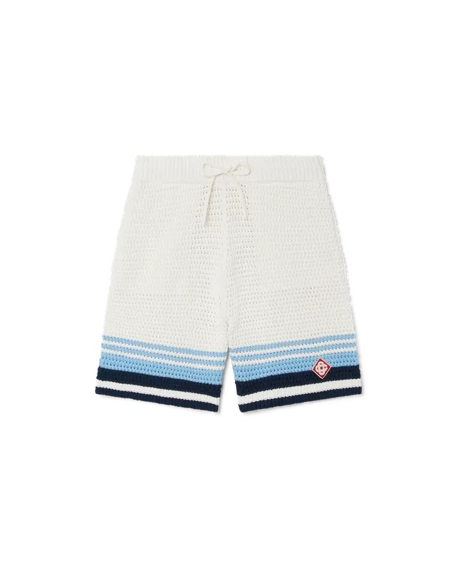 Casablanca Tennis shorts uncinetto bianco blu cotone