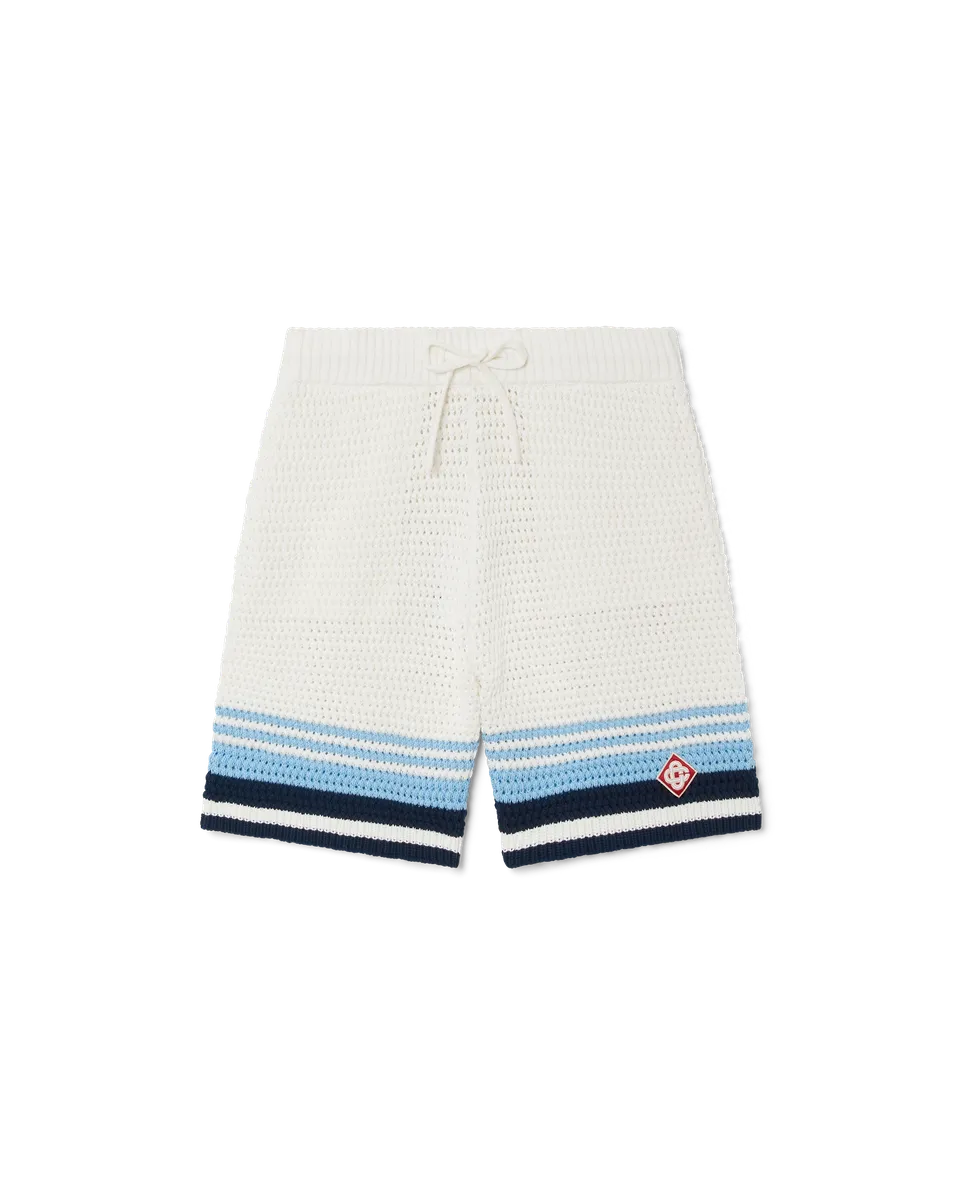 Casablanca Tennis shorts uncinetto bianco blu cotone