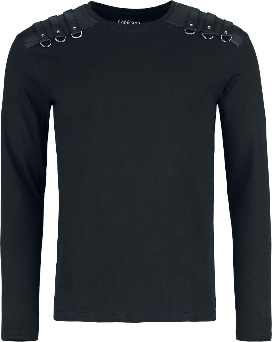 Gothicana by EMP maglia nera con anelli taglia M