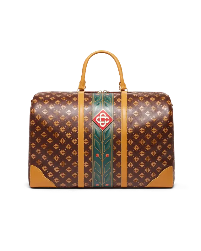 Casablanca Monogram Weekender borsone marrone pelle
