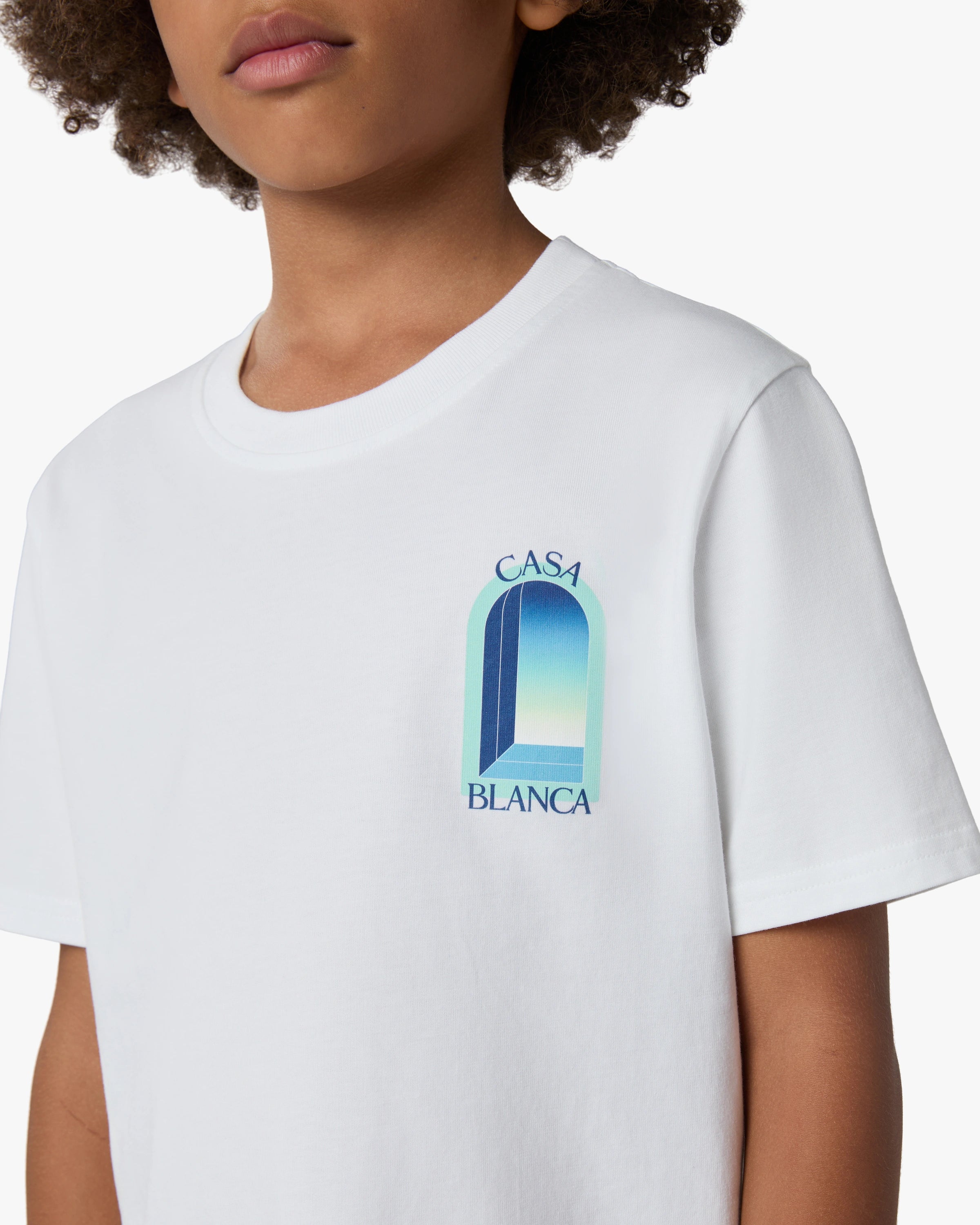 Casablanca Gradient Arch t-shirt bambino bianca cotone organico