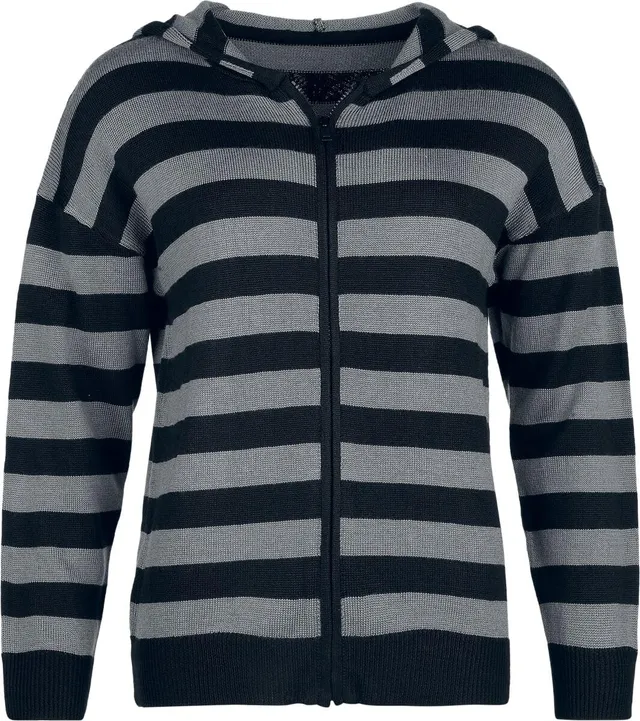 Gothicana by EMP Giacca Nero Grigio Donna con cappuccio a righe