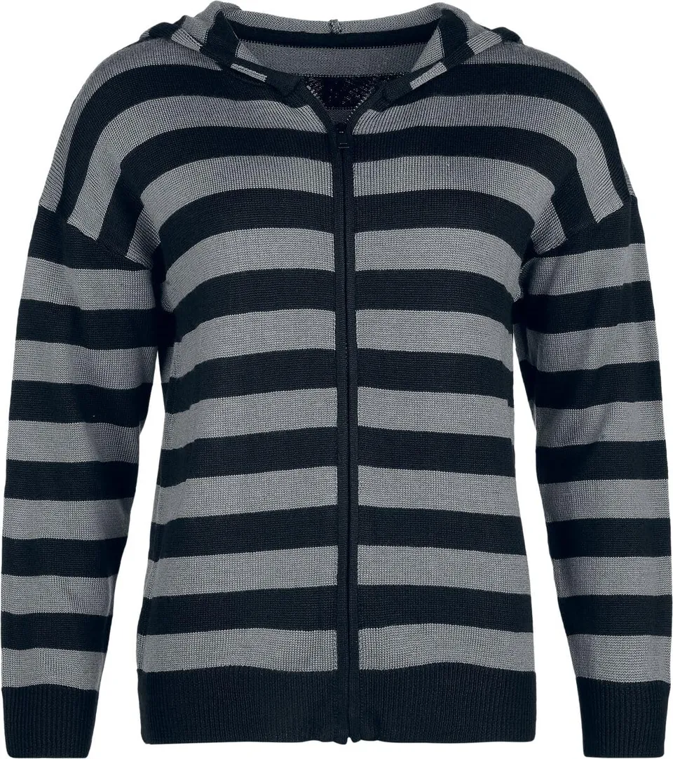 Gothicana by EMP Giacca Nero Grigio Donna con cappuccio a righe