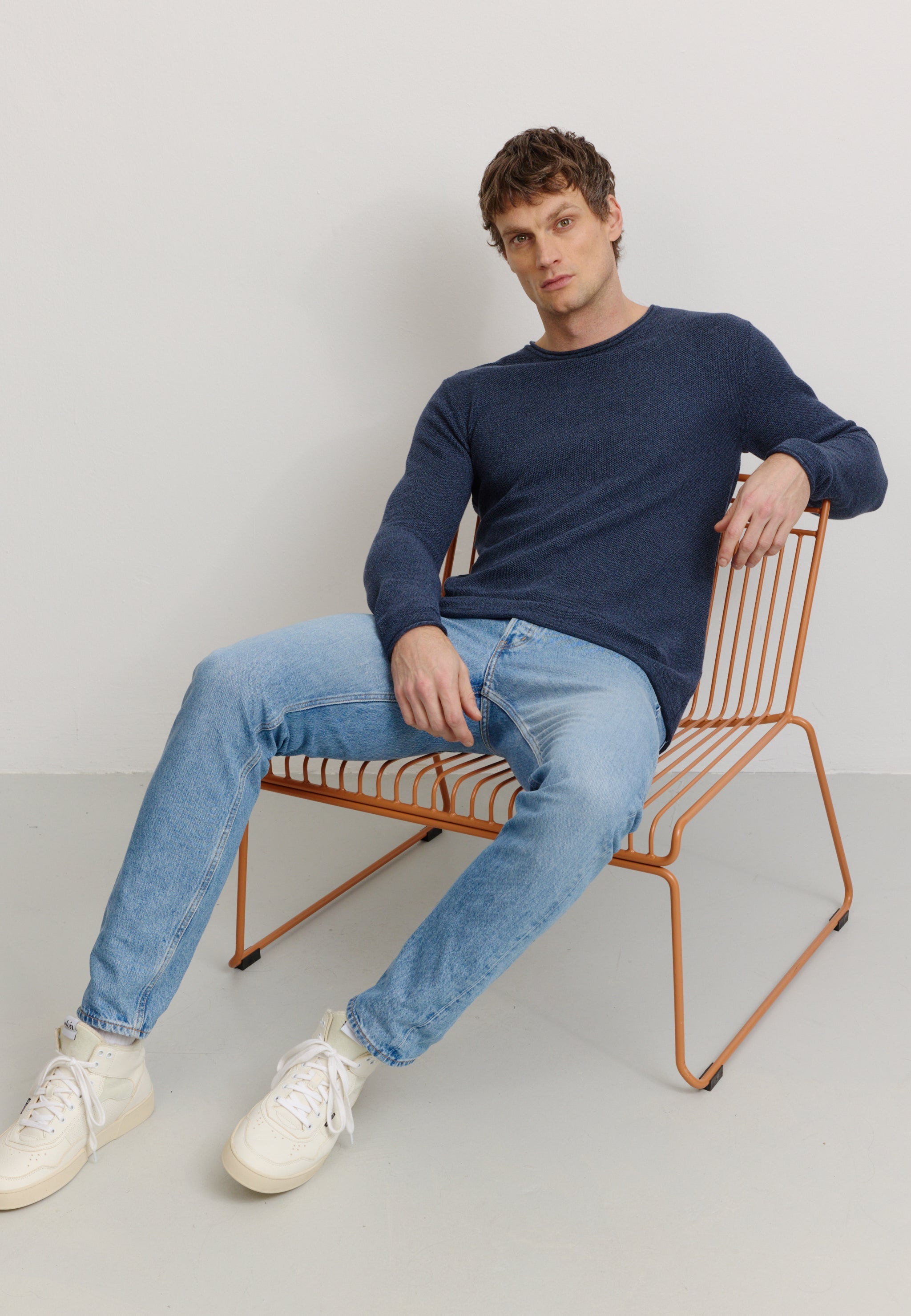 Recolution Eukalyptus maglione uomo blu cotone bio