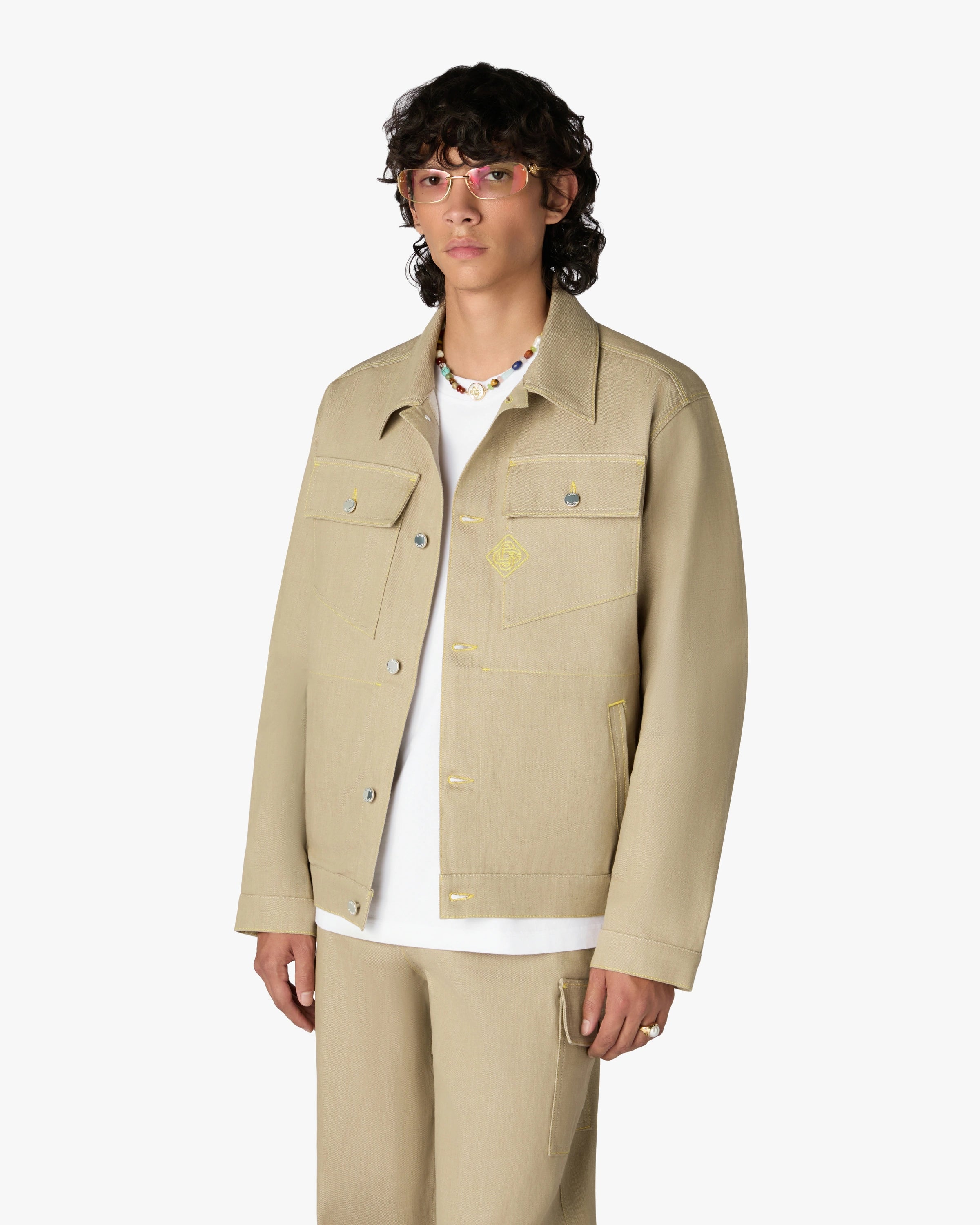 Casablanca Desert Canvas giacca denim beige cotone