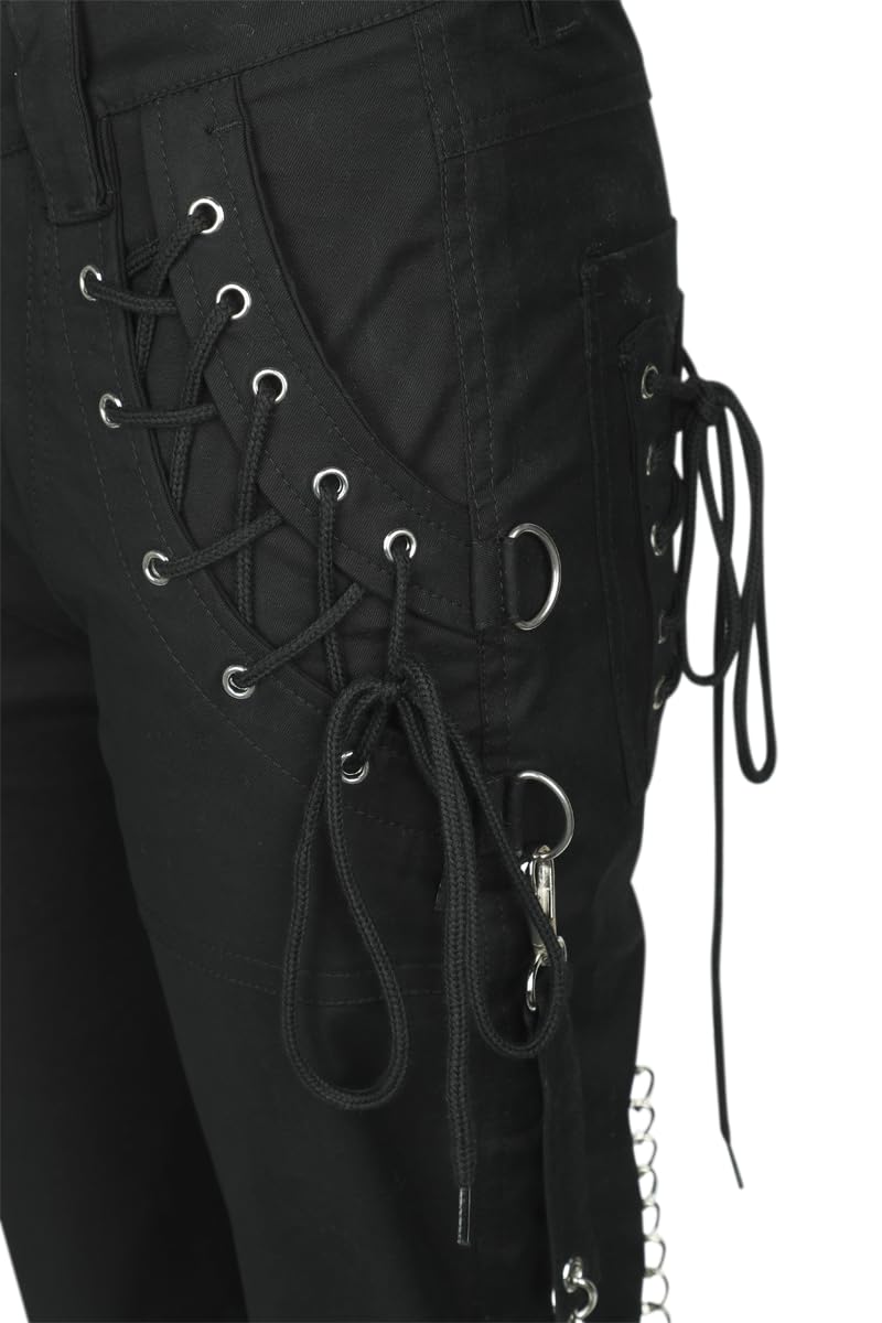 Gothicana by EMP Pantaloni Neri Pizzo Catene 31W/32L