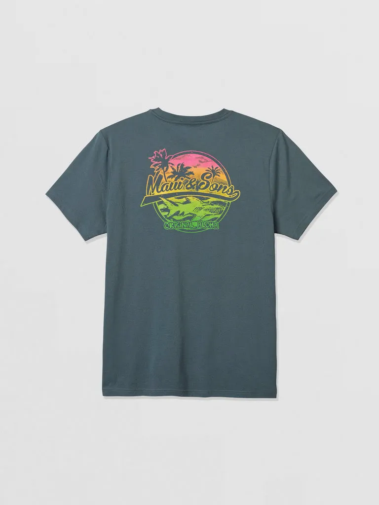 Maui and Sons Aloha Shark t-shirt tramonto neon