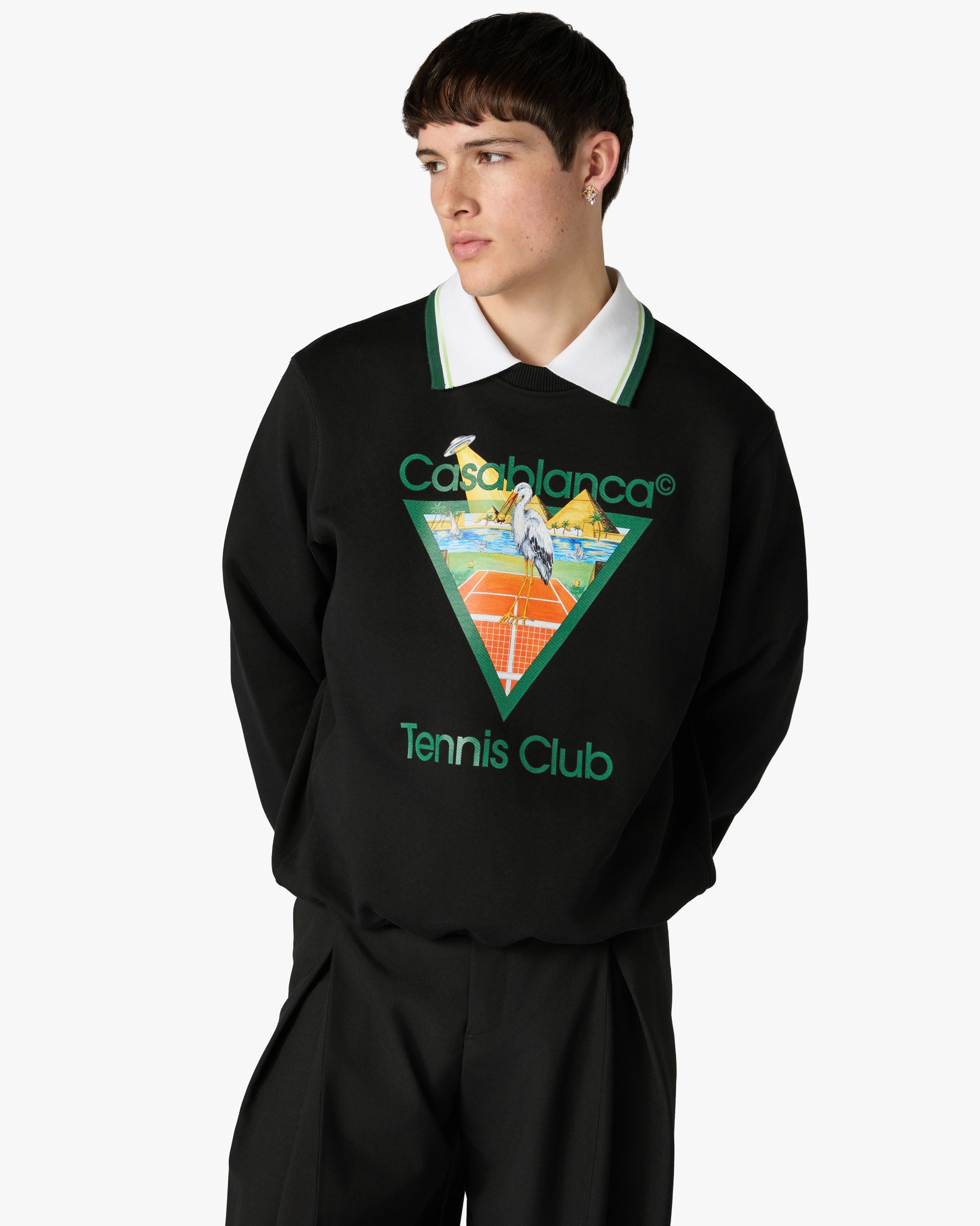 Casablanca Tennis Club Icon Pyramid Abduction felpa nera cotone