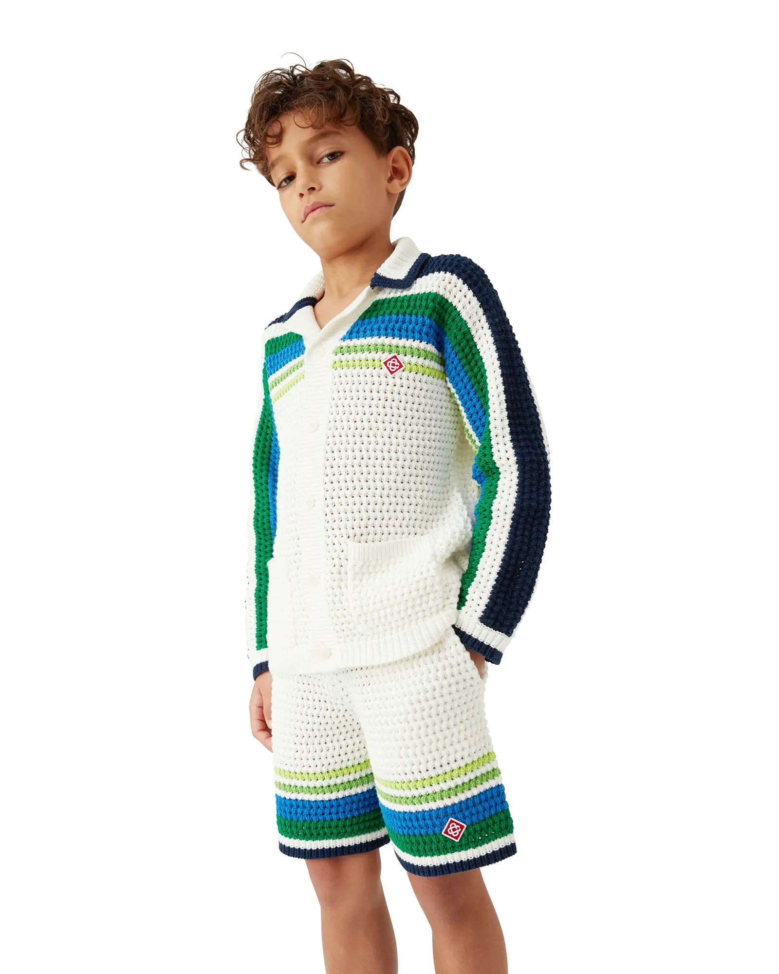 Casablanca Tennis Stripe pantaloncini bianchi bimbo cotone