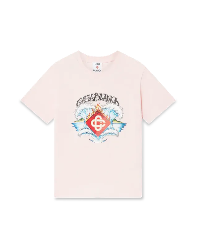 Casablanca Waves t-shirt bimbo rosa maniche corte