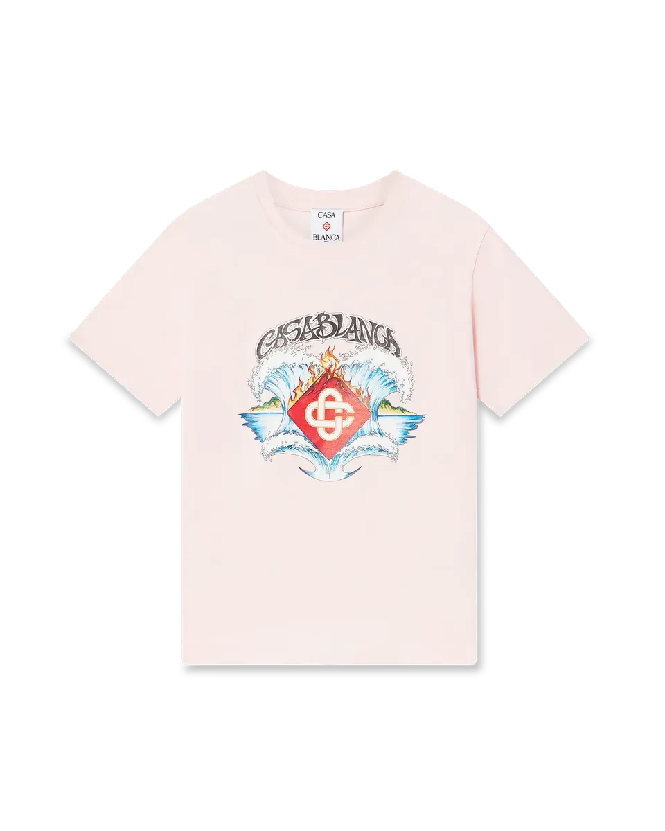 Casablanca Waves t-shirt bimbo rosa maniche corte