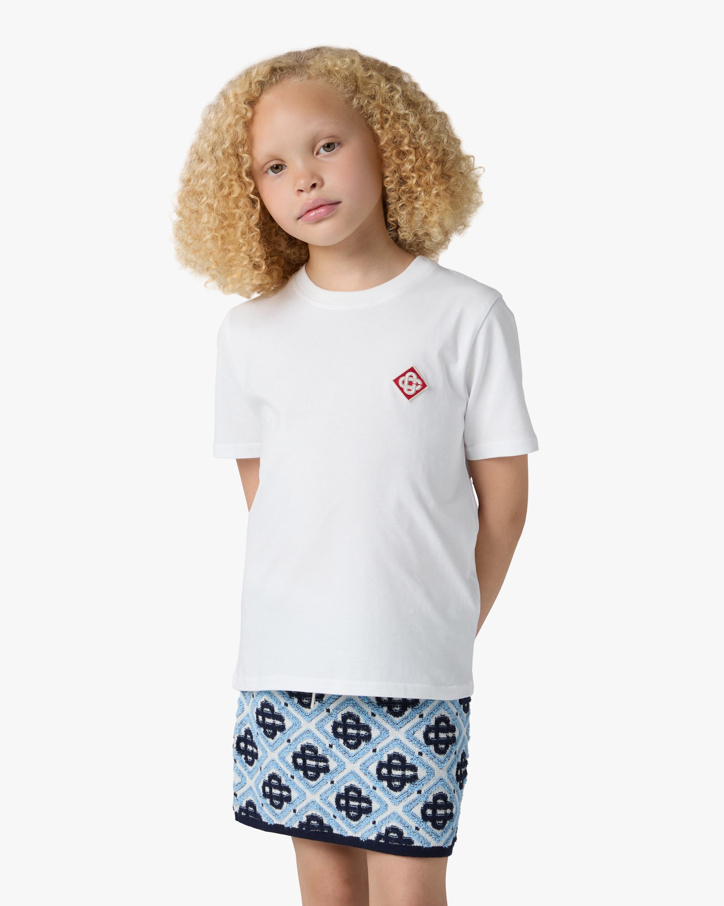 Casablanca Diamond Logo maglietta bianca bambino cotone organico