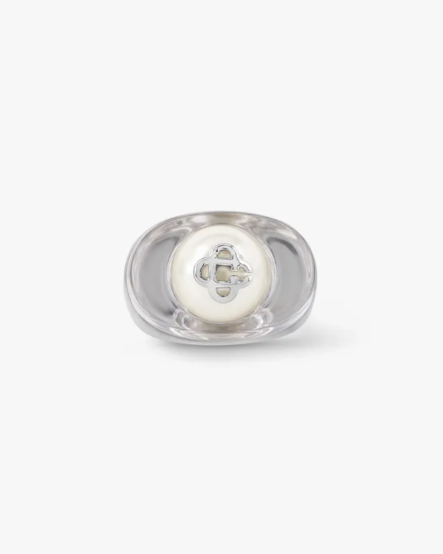 Casablanca Sci-Fi Silver Pearl anello argento e bianco