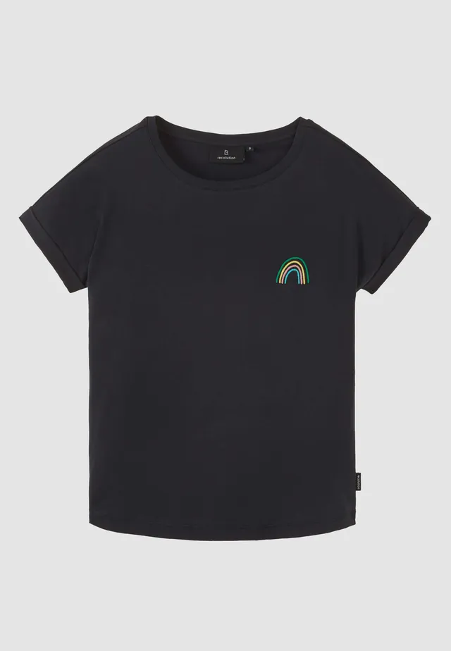 Recolution Cayenne Rainbow t-shirt cotone bio nera ricamo