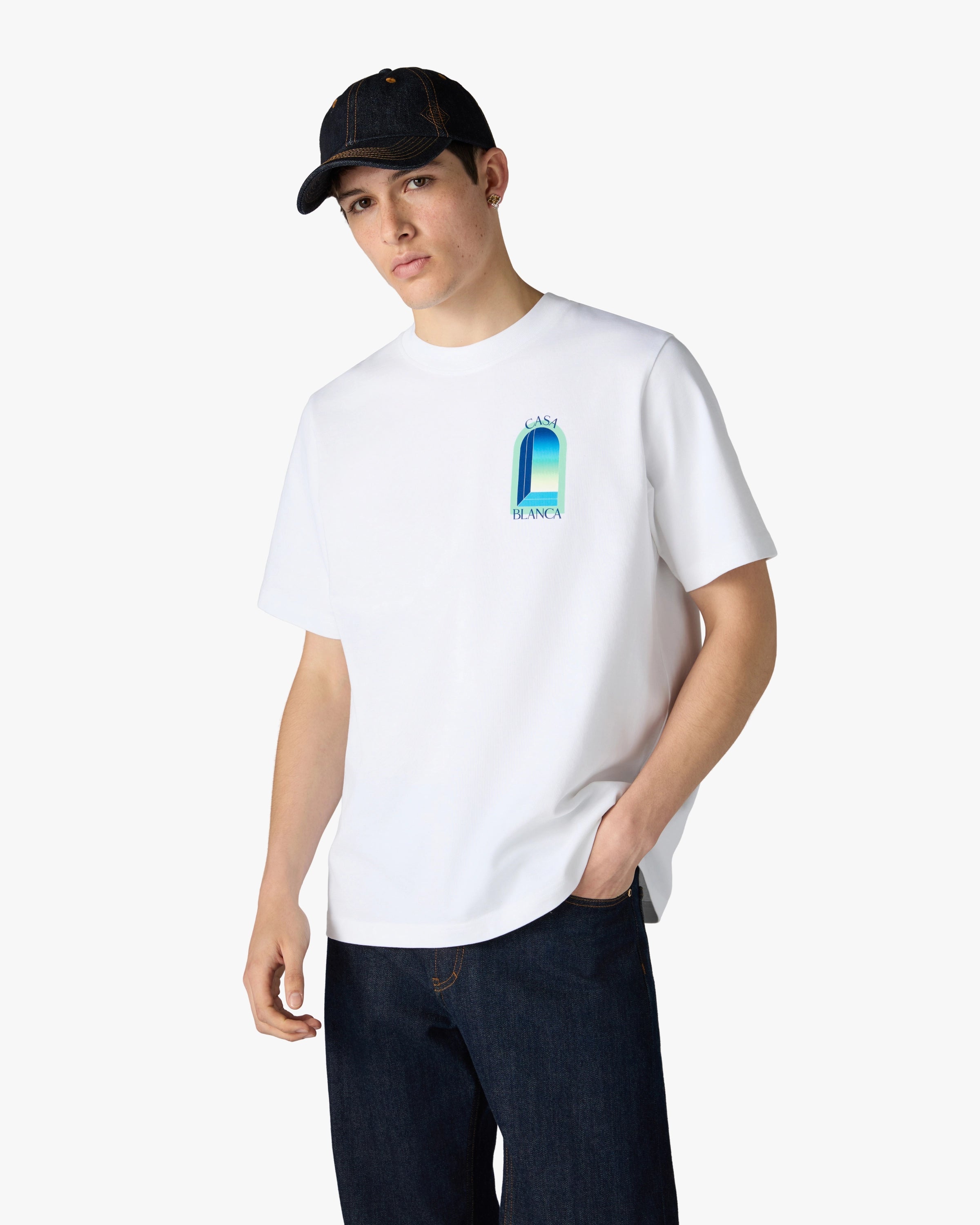 Casablanca L'Arche T-Shirt Bianco Menta Cotone