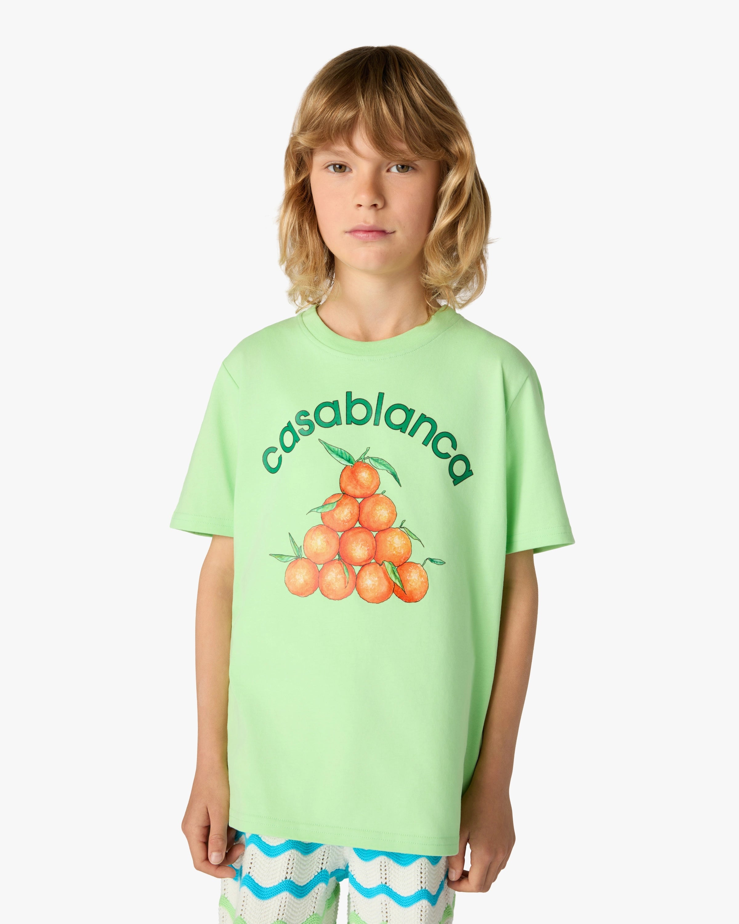 Casablanca Oranges t-shirt bambino verde cotone