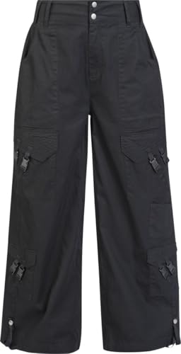 Gothicana by EMP Pantaloni Tessuto Nero Gamba Larga XL