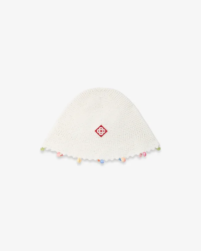 Casablanca Beaded Crochet cappello bucket bianco cotone