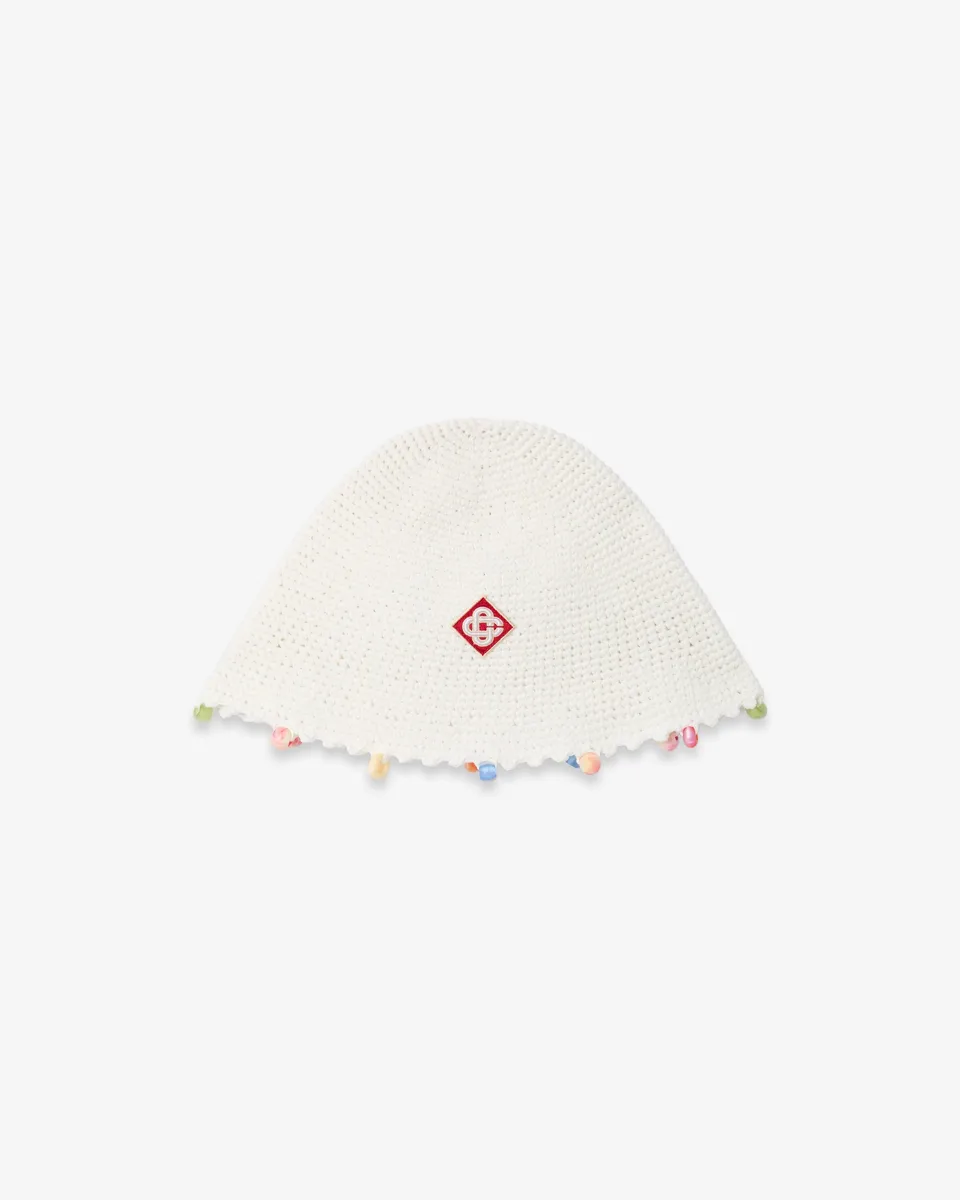 Casablanca Beaded Crochet cappello bucket bianco cotone