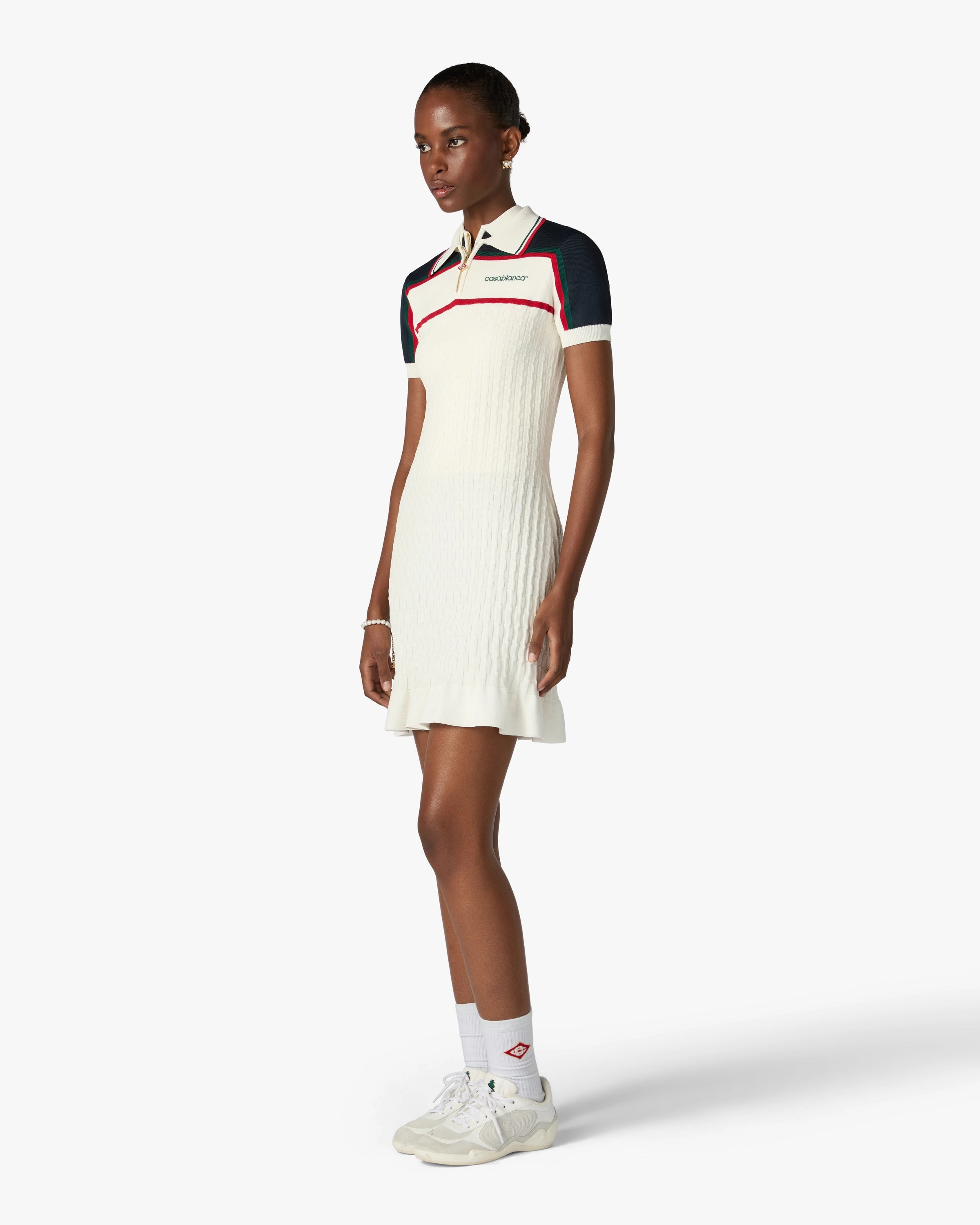 Casablanca Tennis abito donna crema navy maglia