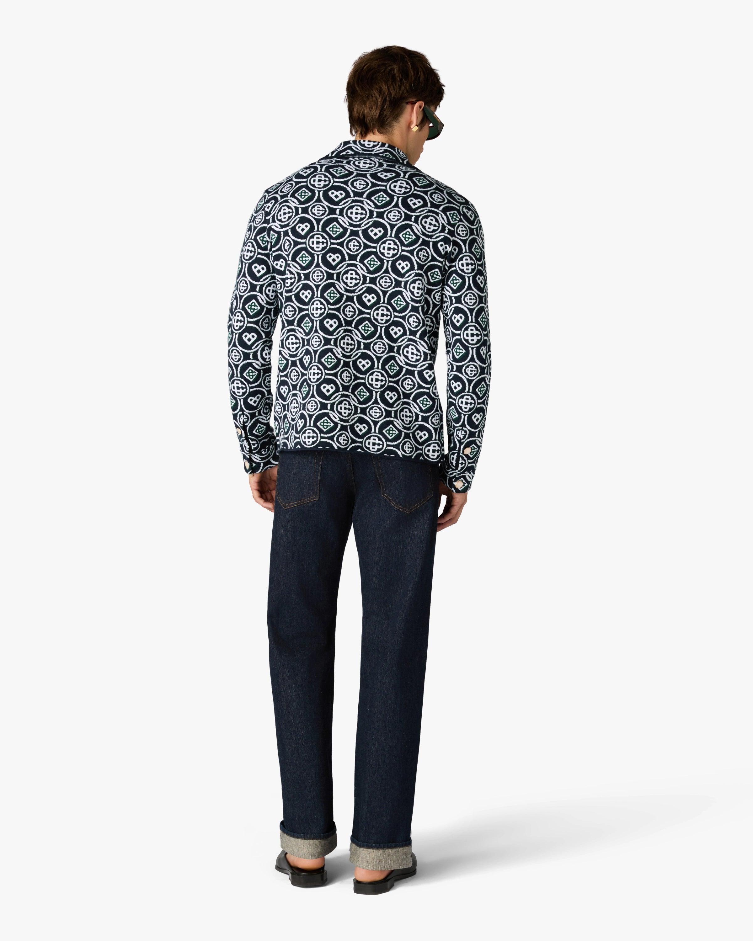 Casablanca Icon Monogram camicia manica lunga verde