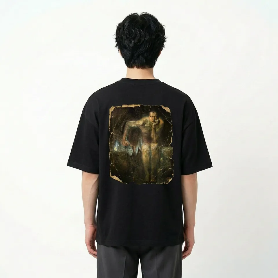 Seetees Luzifer t-shirt fronte retro grafica arte taglia vera