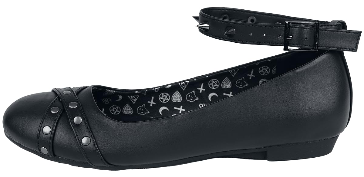 Gothicana by EMP Ballerine Ballerine Nere Cinturini Donna