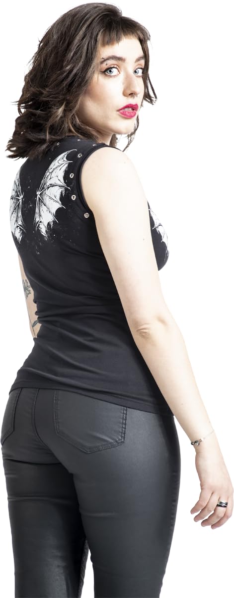 Gothicana by EMP Top donna nero con rivetti traforati