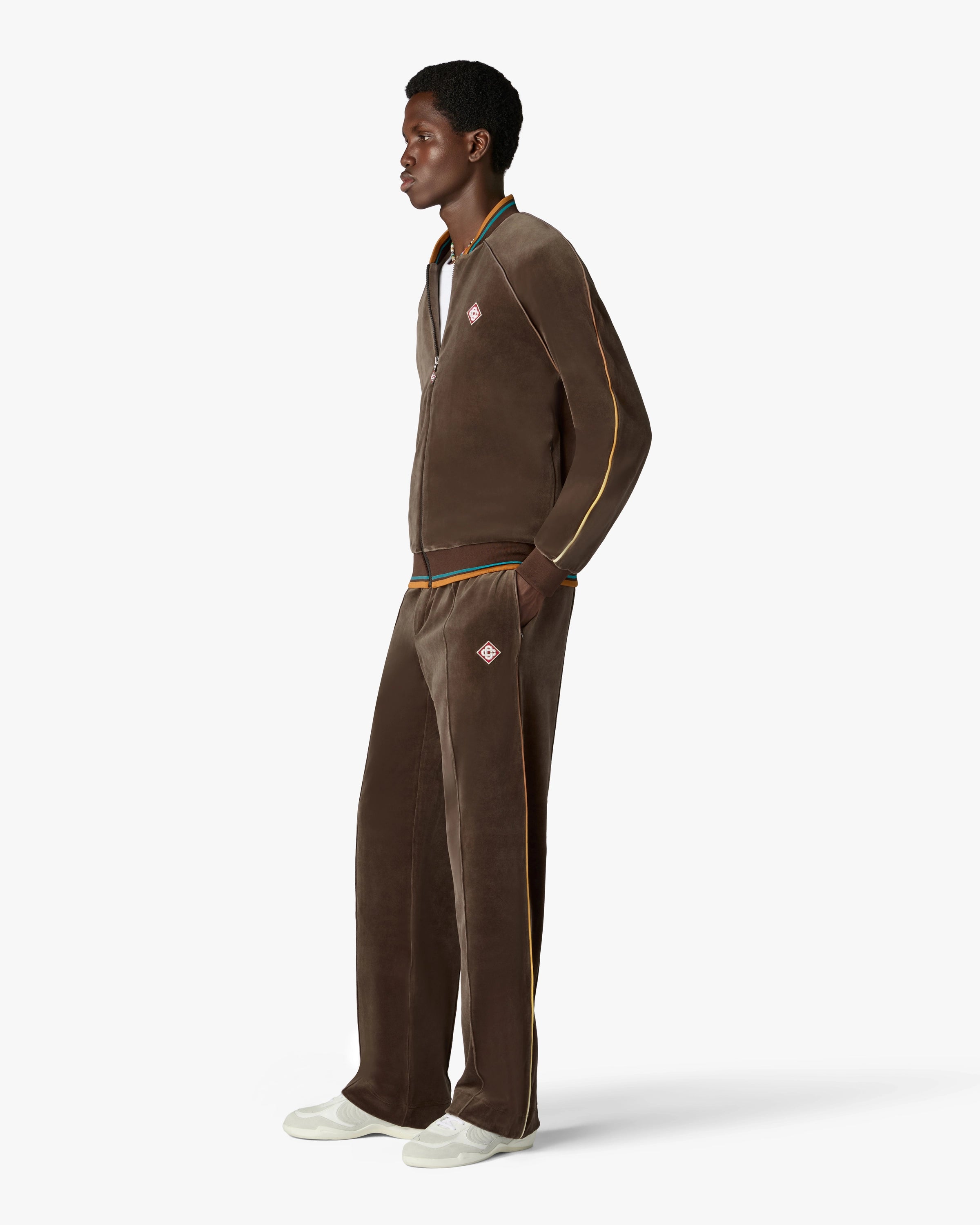 Casablanca velour pantaloni tuta uomo marrone cotone