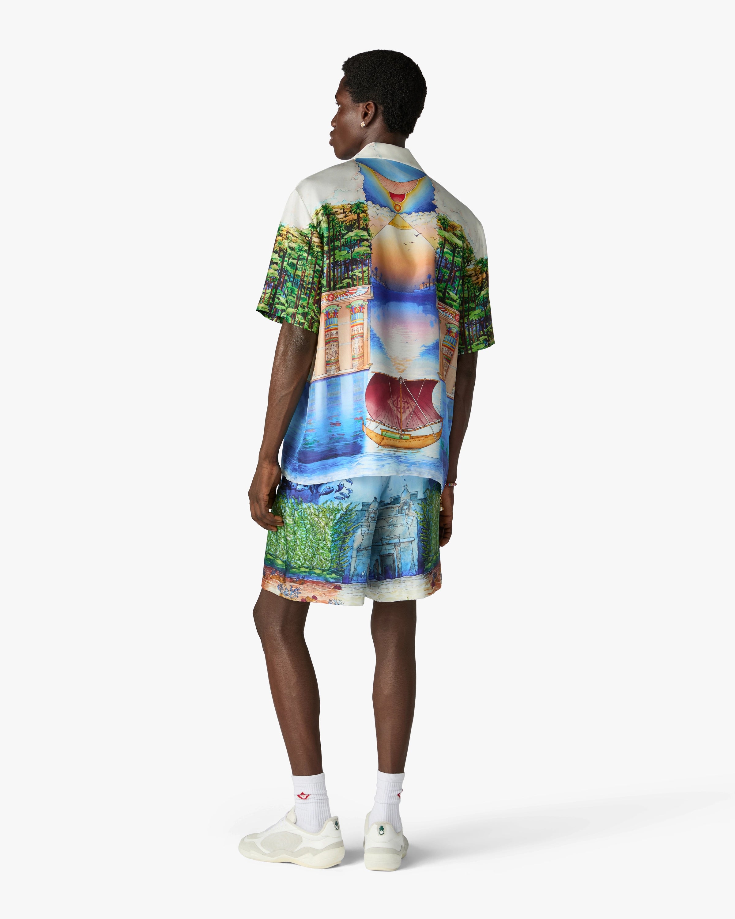 Casablanca Trompe L'Oeil shorts uomo seta multicolore