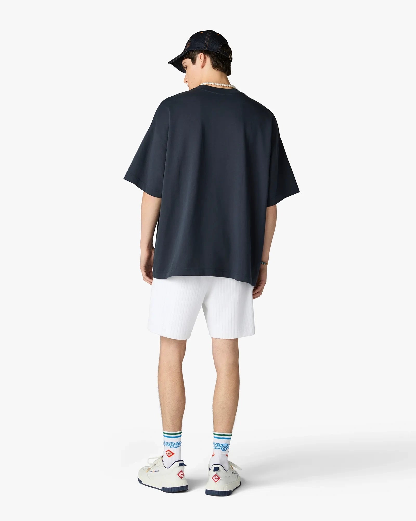 Casablanca Velour shorts bianchi rigati ciniglia uomo