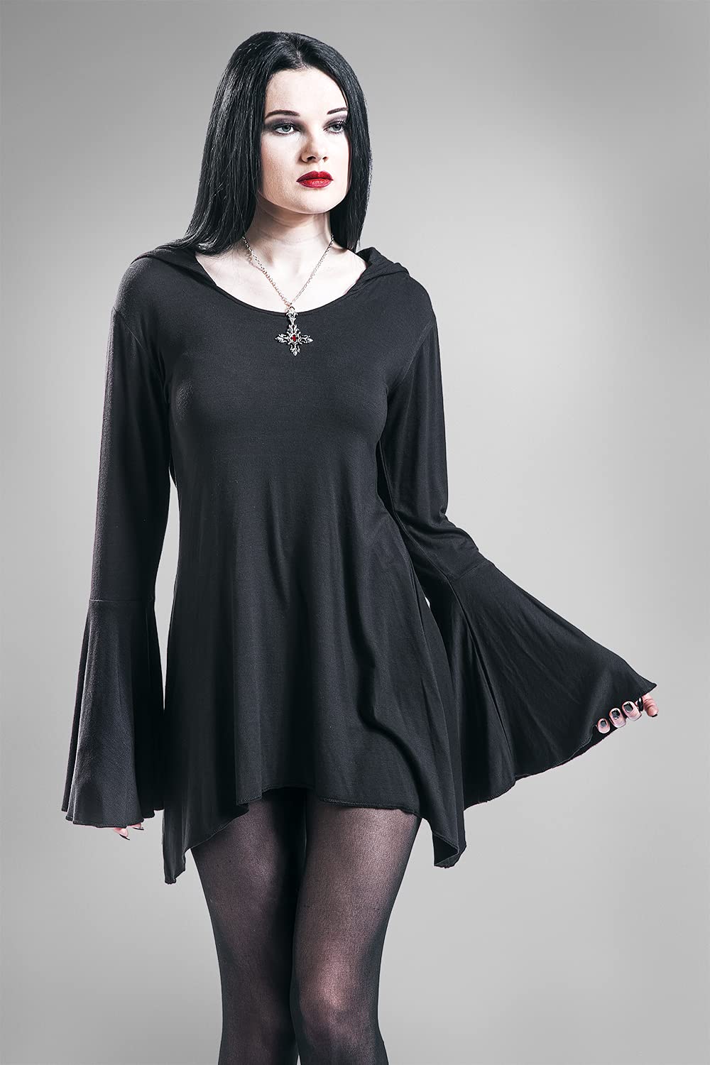 Gothicana by EMP maglia maniche lunghe nera S orlo a punta
