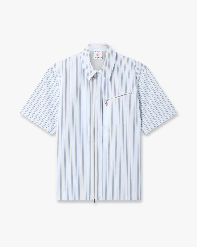 Casablanca Striped camicia uomo bianco blu zip