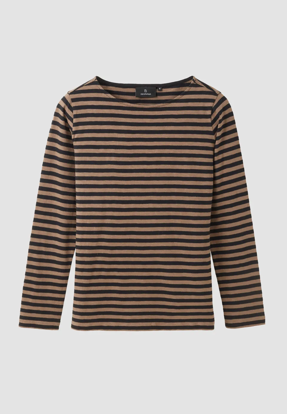 Recolution Iris Stripes maglia a righe marrone cotone bio